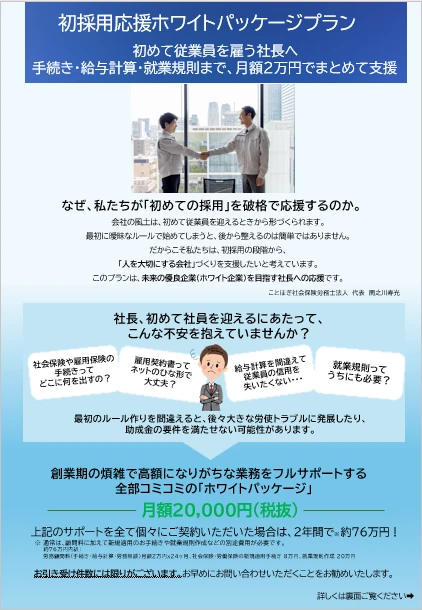 初採用応援ホワイトパッケージチラシ表面